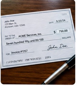 Photo of a check on a desk