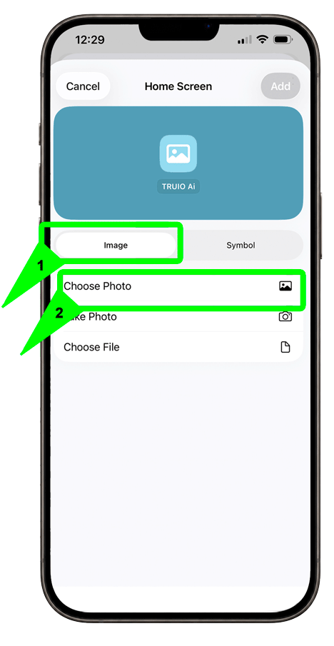 iPhone Add to Home Screen screen with Add button highlighted